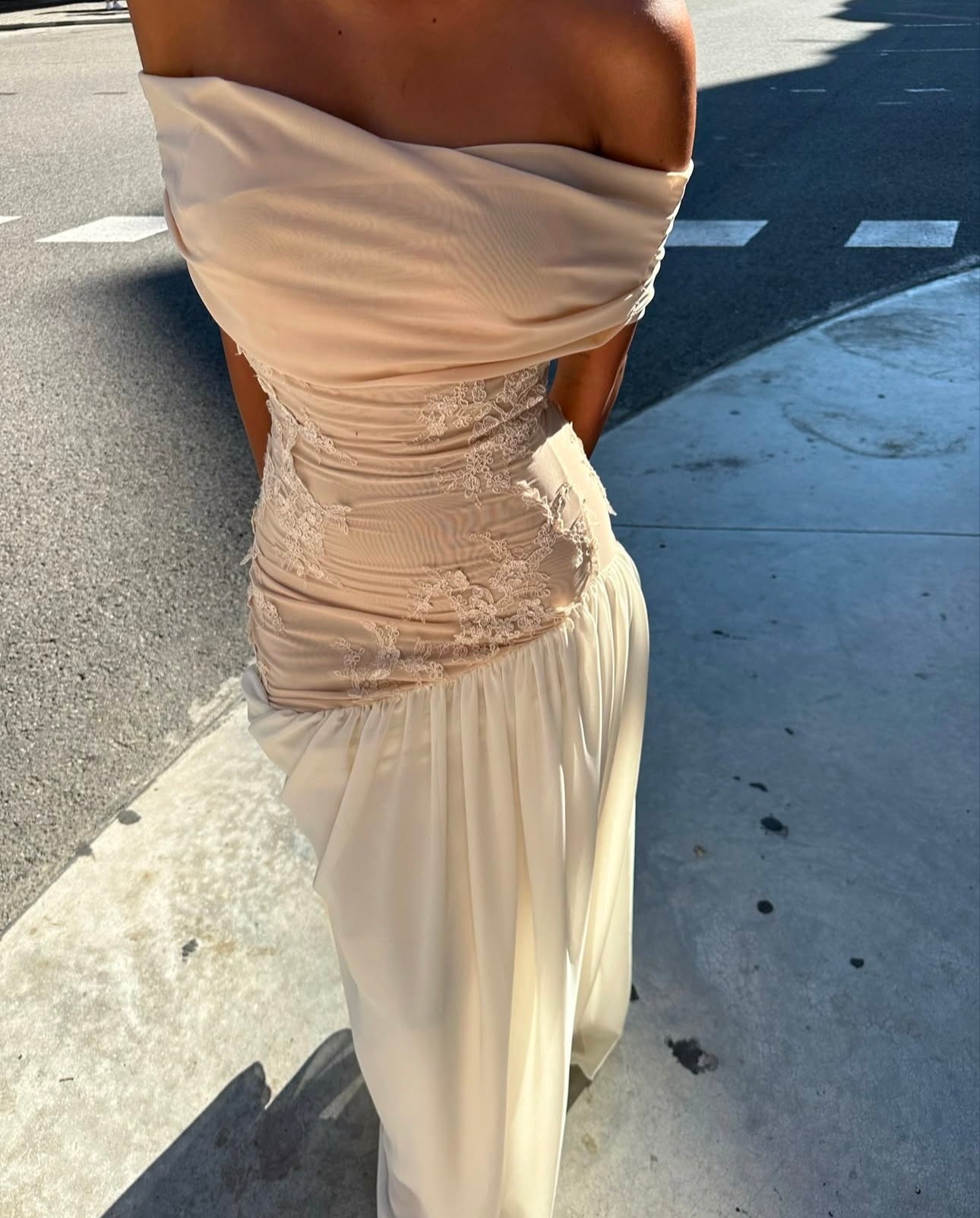 Cherie Mia Off Shoulder Maxi Gown