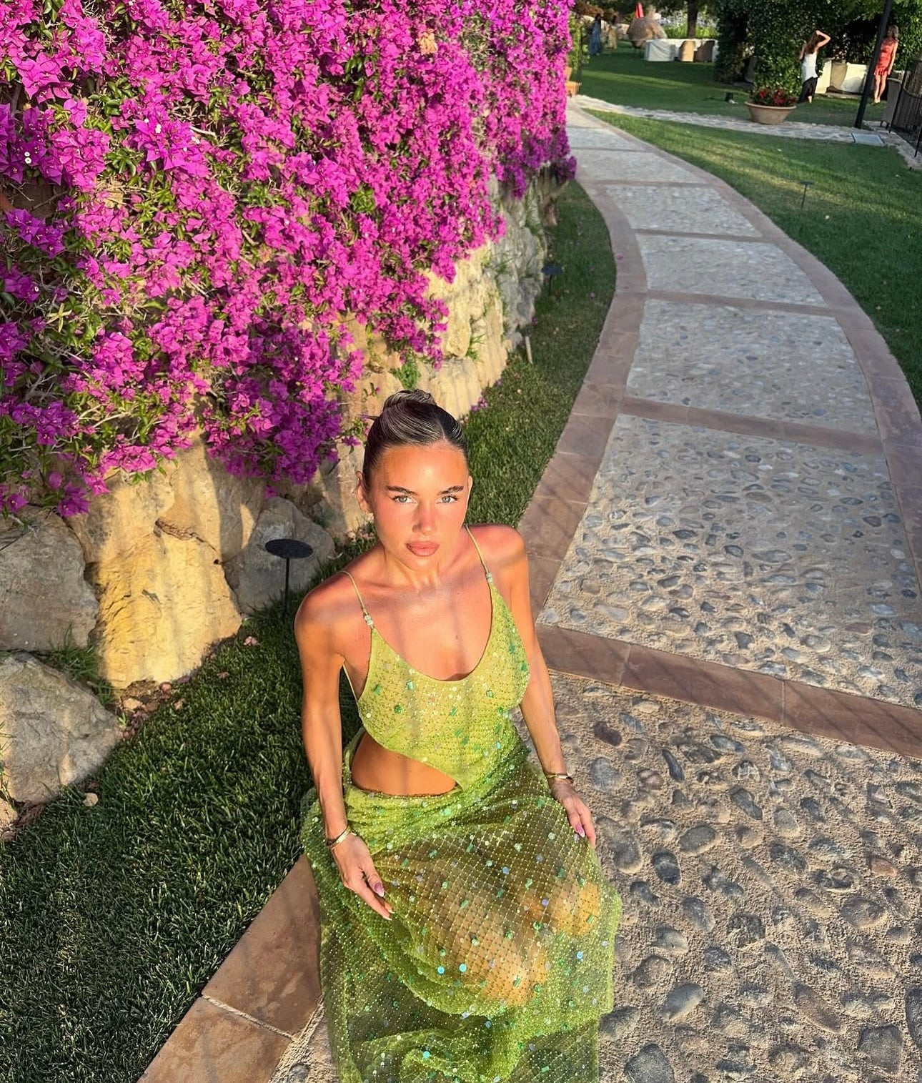 Jaded London Stellar Asymmetric Hand Beaded Maxi Dress