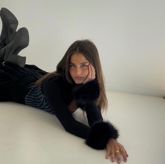 Danielle Guizio Faux Fur Knit Bolero