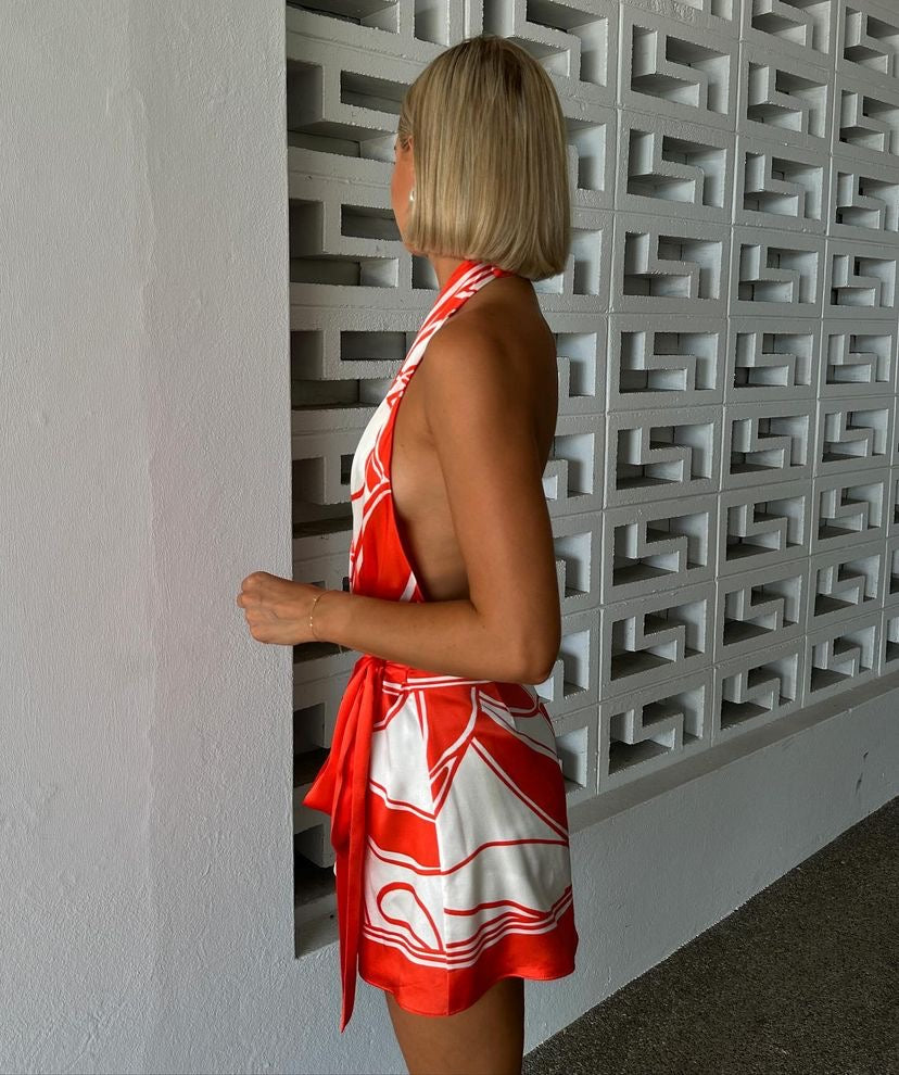 SIR. Ramona Wrap Halter Mini Dress