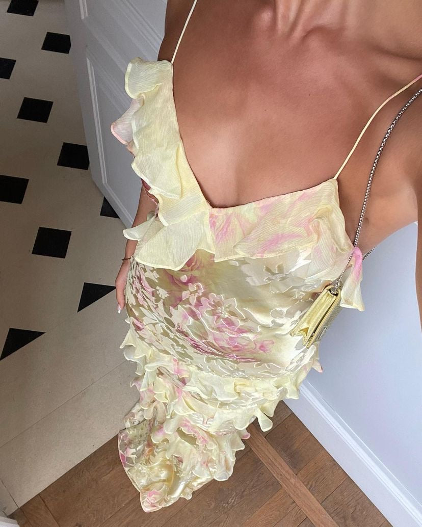 LoveShackFancy Rialto Floral Chiffon Maxi Dress