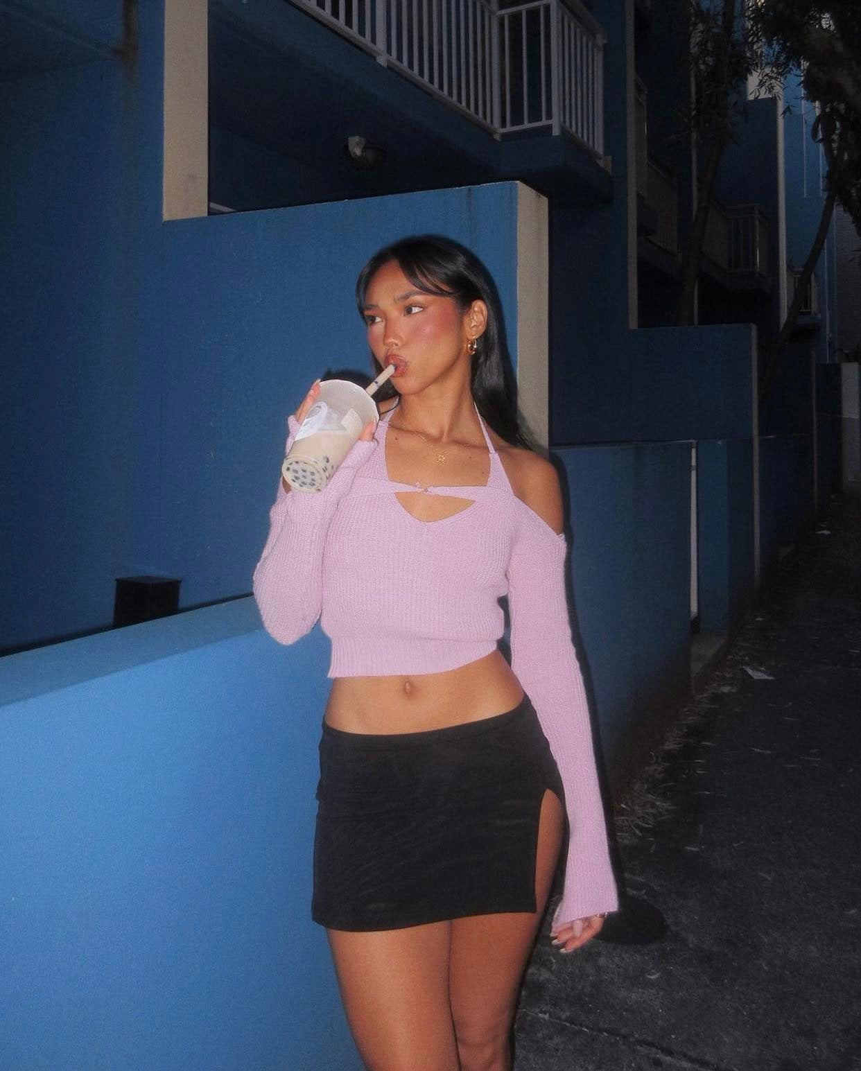 With Harper Lu Mesh Mini Skirt