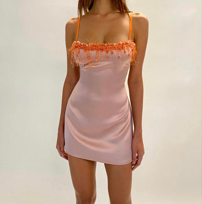 Danielle Guizio Satin Beaded Mini Dress – 02HIRE