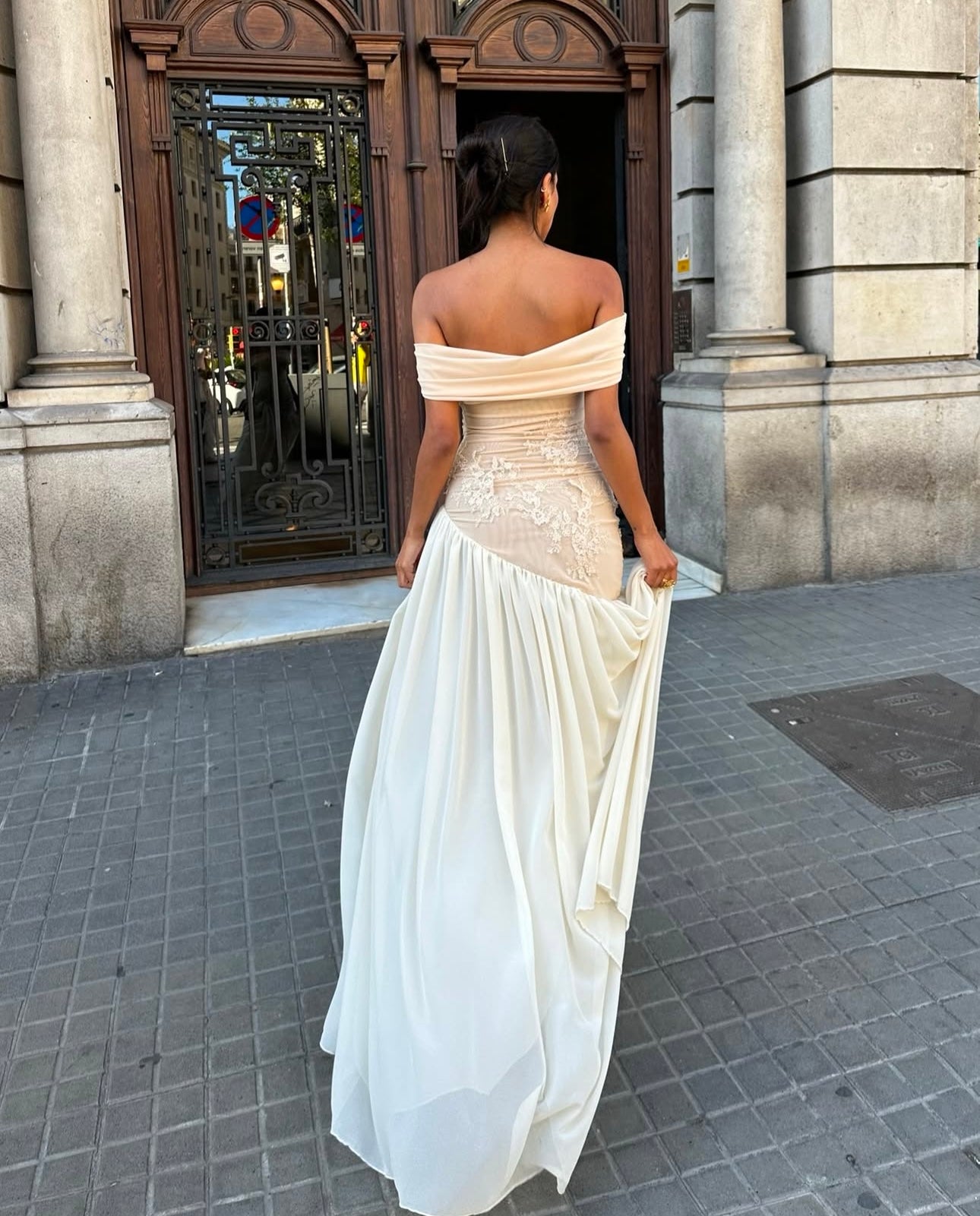 Cherie Mia Off Shoulder Maxi Gown