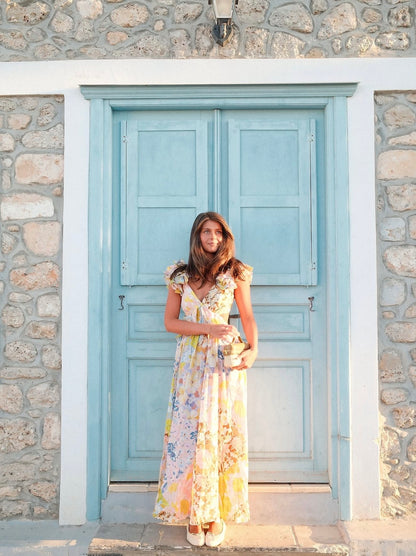 Zimmermann Pop Ruffle Sleeve Midi Dress