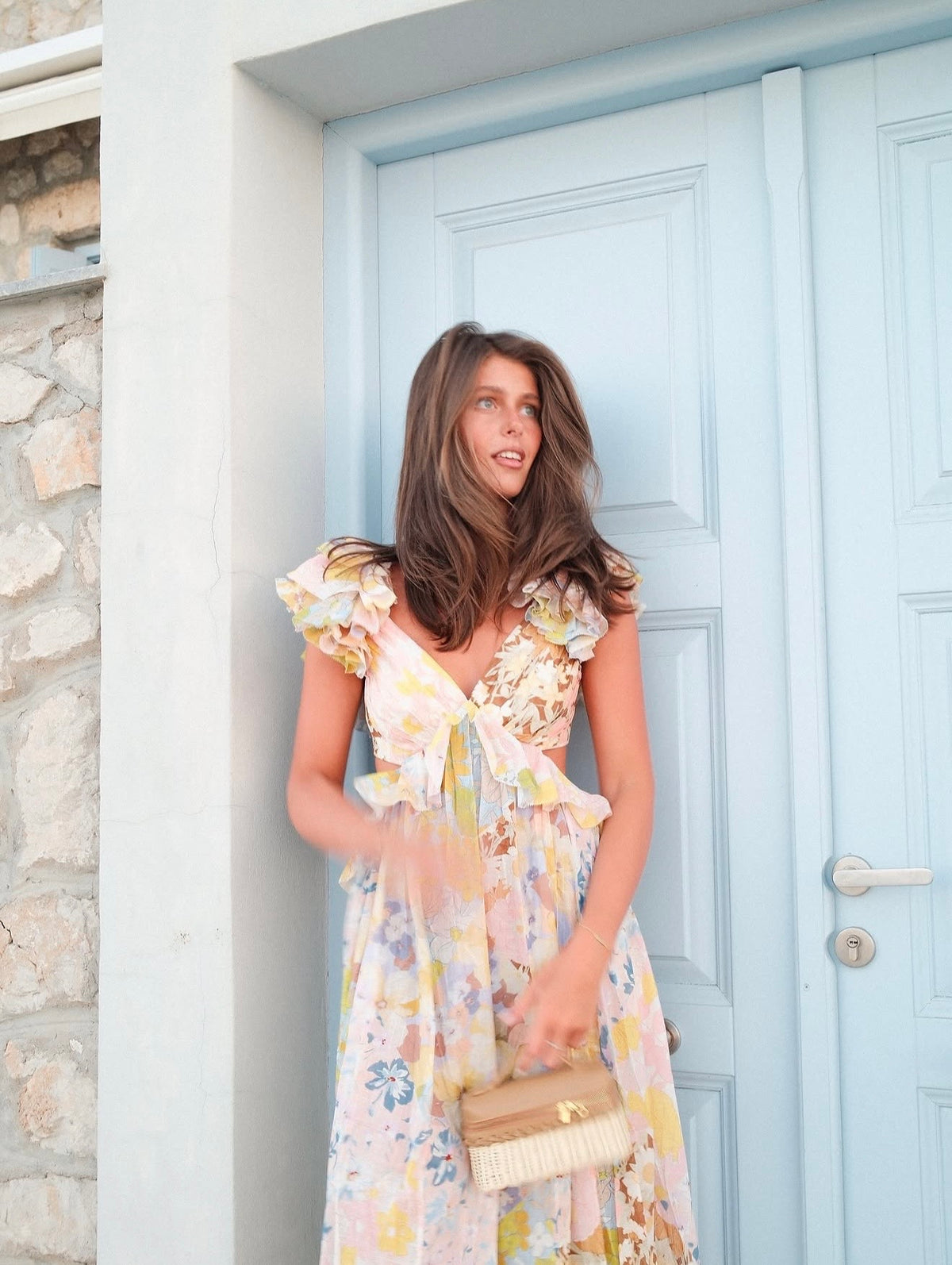Zimmermann Pop Ruffle Sleeve Midi Dress