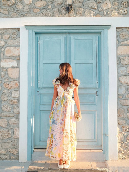 Zimmermann Pop Ruffle Sleeve Midi Dress
