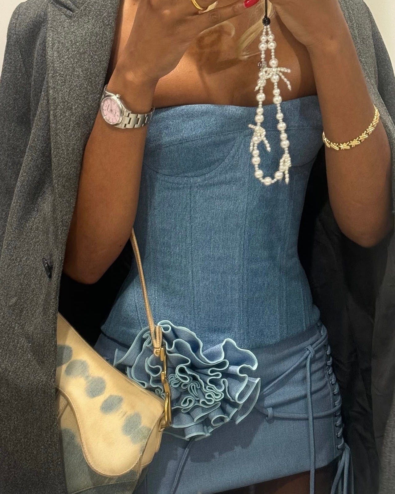 Fancì Club Paradise Cupped Corset + Iceberg Lace-up Skirt