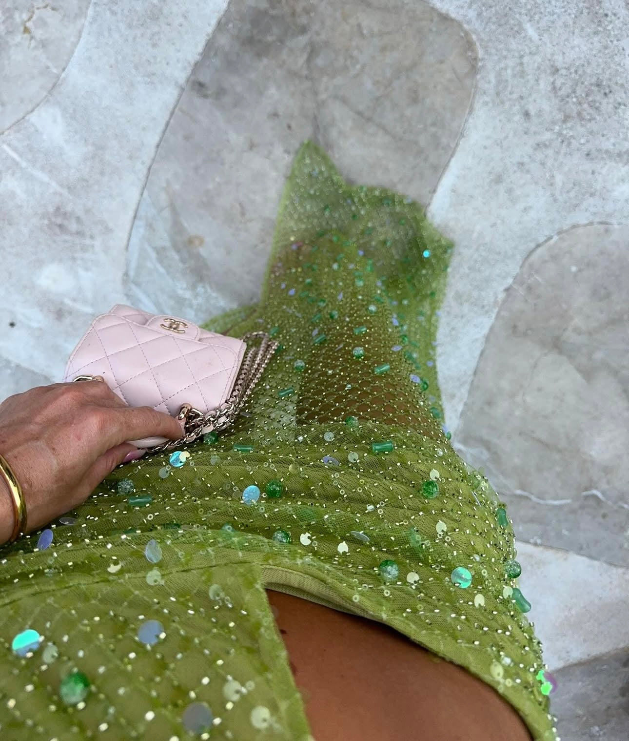 Jaded London Stellar Asymmetric Hand Beaded Maxi Dress