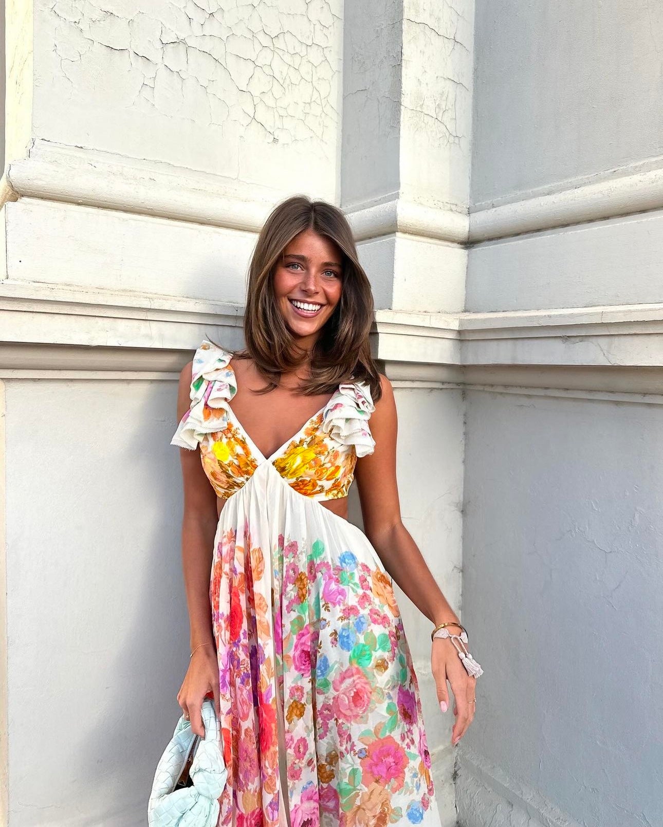 Zimmermann Raie Frill Shoulder Midi Dress