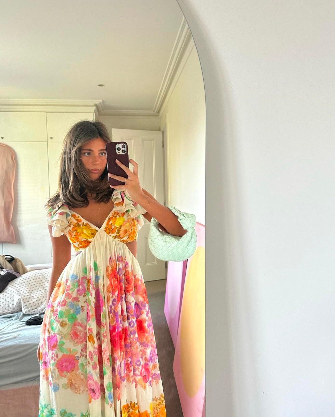 Zimmermann Raie Frill Shoulder Midi Dress