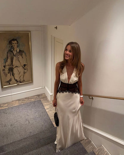 Meshki Dinah Lace & Satin Maxi Dress