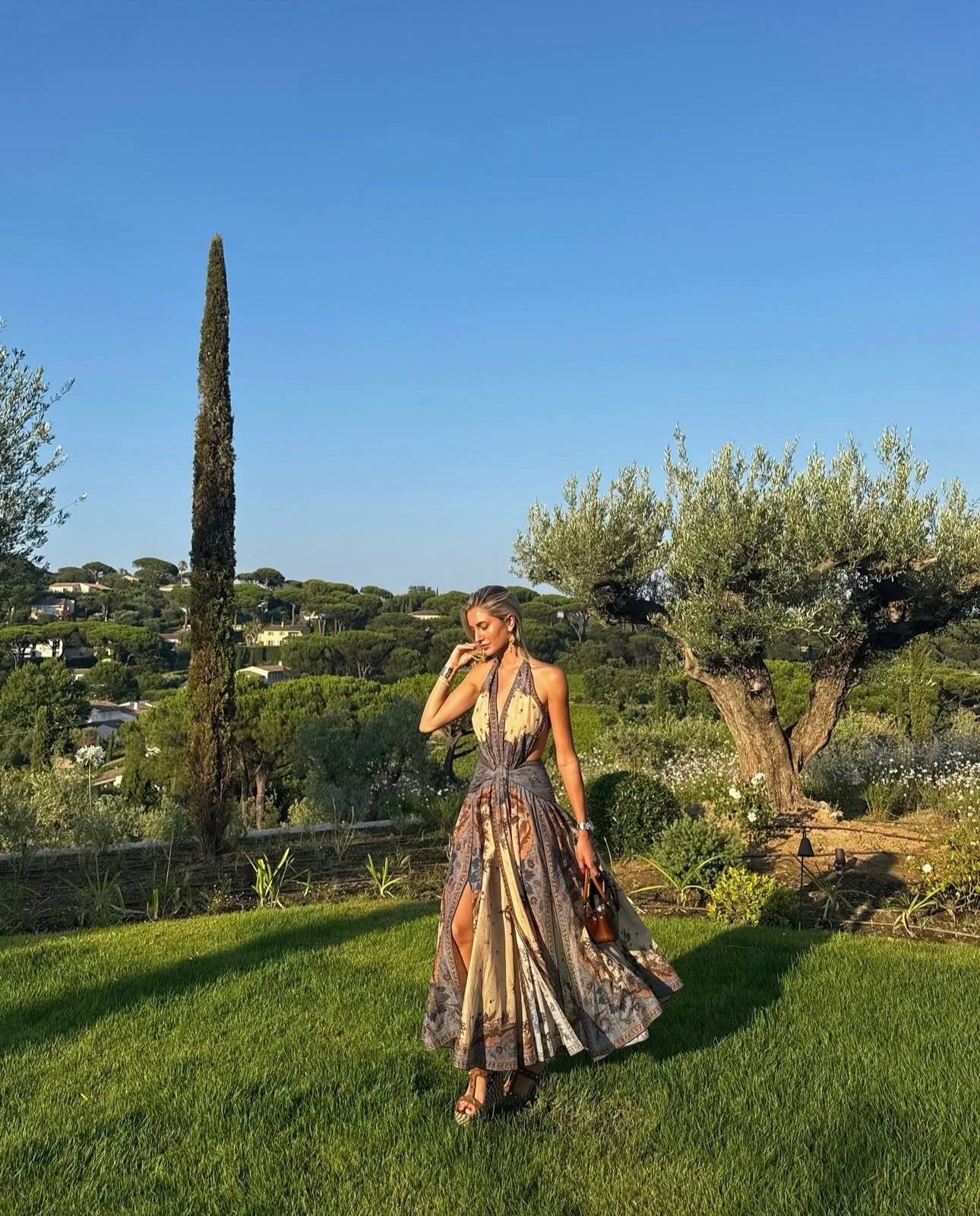 Zimmermann Ascension Plunge Halter Maxi Dress