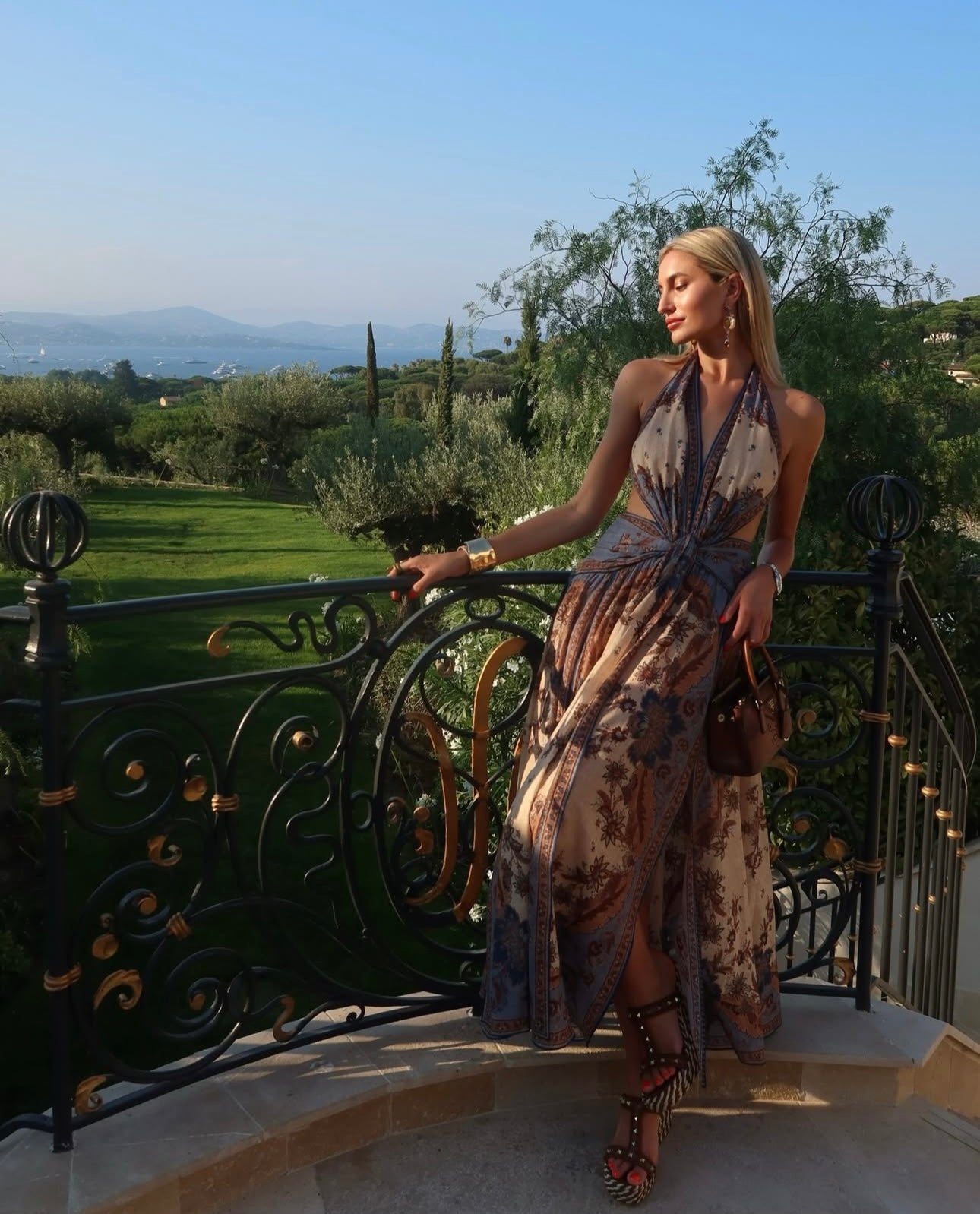 Zimmermann Ascension Plunge Halter Maxi Dress