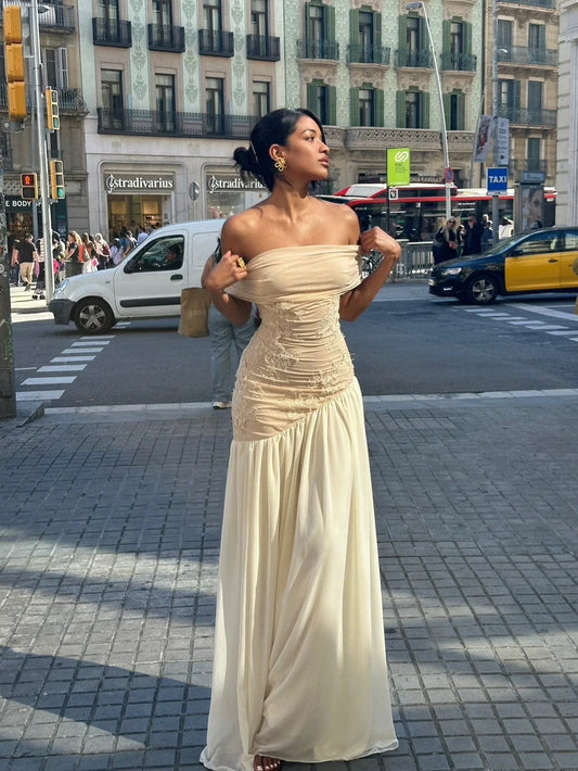 Cherie Mia Off Shoulder Maxi Gown